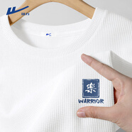 回力（Warrior）短袖t恤男夏季國潮寬松休閑打底衫男士華夫格運動體恤 白色  L