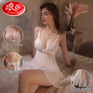 浪莎睡裙女性感睡衣網(wǎng)紗女士睡衣帶內(nèi)褲蕾絲花邊吊帶睡裙家居服