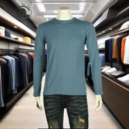 ANDSEEYOU 品牌男士長(cháng)袖T恤 秋冬季新款時(shí)尚休閑圓領(lǐng)上衣青年百搭印花體恤 天青色 M