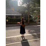 FHHUABD現(xiàn)H2025春季新款韓國(guó)OU*CE寬松氣質(zhì)高腰顯瘦褶皺系帶半身裙 黑色 均碼