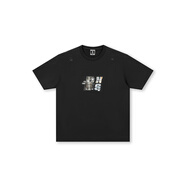 BONELESS字母臘腸狗貼布繡T恤夏季新款涼感速干寬松圓領(lǐng)體恤男女 黑色 S