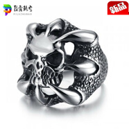 OGBI.歐美環(huán)敢死隊戒指骷髏3史泰龍男士 古銀 開(kāi)口可調節 開(kāi)口可調節