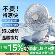 雅蘭仕【可夾可掛丨夏日清涼】USB小風(fēng)扇/電風(fēng)扇/桌面風(fēng)扇超長續(xù)航靜音辦公室宿舍嬰兒車便捷式夾子風(fēng)扇 白月光六寸-頂配充插【升級(jí)超長續(xù)航/五檔颶風(fēng)】夜燈 順豐包郵/夾立掛三用/720度調(diào)節(jié)