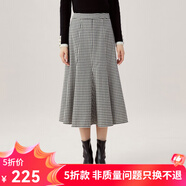 哥弟真的好（GIRDEAR）女裝千鳥格中長高腰半身傘裙A200193 黑 XS (1碼)