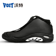 沃特Voit/沃特太極籃球鞋男皮面減震耐磨戰(zhàn)靴防水學(xué)生鴛鴦高幫運動鞋 黑色 39