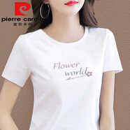 皮爾卡丹（pierre cardin）中老年女裝媽m媽純棉短袖t恤2025年夏季新款大碼寬松半袖女上衣 白色今年流行的輕奢品牌 M
