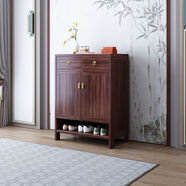 榆品添成中式烏金實(shí)木鞋柜家用收納門(mén)口玄關(guān)儲物柜客廳一體大容量進(jìn)門(mén)入戶(hù) 二門(mén)鞋柜76.5長(cháng)36寬*105高