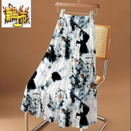 初徑夏季新款雪紡半身裙大尺碼廣場(chǎng)舞中長(cháng)裙顯高小個(gè)子百搭遮肉拼接裙 清爽水墨【裙長(cháng)80cm】 M 【建議80-100斤】