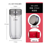 希諾（HEENOOR）雙層隔熱男女士商務(wù)泡茶杯辦公室便攜水杯家用喝水杯子鵝蛋杯 L605殿堂銀370毫升