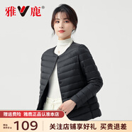 雅鹿圓領(lǐng)輕薄款羽絨服女純色秋冬短款內(nèi)膽圓領(lǐng)內(nèi)搭薄款時(shí)尚冬季外套潮 黑色 XL (170) 【推薦115-125斤】