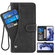 華為（HUAWEI）適用華為Mate20X手機殼Mate60/50pro翻蓋磁吸支架皮套Huawei P70/P60/P50/P30 lite多卡槽手機保護 羊巴革黑色+硅膠掛繩 華為 P8青春版