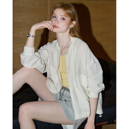 庫恩瑪維（KUHNMARVIN）【醋纖面料】夏季輕薄外套女2025年新款小個(gè)子空調開(kāi)衫K37633 米白色 S