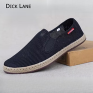 DICK LANE 迪克.雷恩品牌老北京布鞋男2025新款牛筋底軟底休閑鞋懶人鞋防滑透氣布鞋男 典雅黑色 夏季鏤空款 40 鞋碼標(biāo)準(zhǔn)