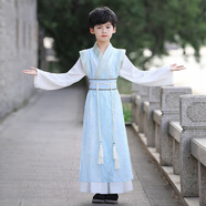 奧蒙威男童漢服古裝兒童國學(xué)服新中式古代兒童男孩唐裝學(xué)生演出服YJA92 藍色 160