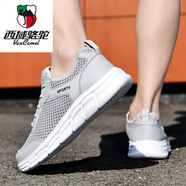 西域駱駝（VANCAMEL）大碼男鞋夏季透氣網(wǎng)鞋新款網(wǎng)面運(yùn)動鞋時(shí)尚網(wǎng)眼跑步鞋 LQ202淺灰 41