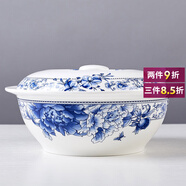 煜乾湯碗帶蓋品鍋湯鍋9英寸骨瓷大號(hào)微波爐景德鎮(zhèn)陶瓷蝴蝶蘭釉中彩 品鍋