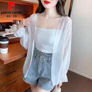 皮爾卡丹（pierre cardin）冰絲雪紡開(kāi)衫防曬衣女夏季薄款小披肩外套吊帶裙外搭罩衫長(cháng)袖上衣 白色 S