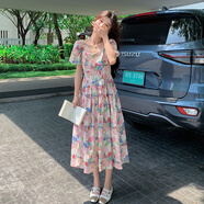 皮爾卡丹（pierre cardin）法式碎花連衣裙女夏季2025新款時尚甜美氣質(zhì)溫柔風(fēng)超好看度假裙子 碎花裙 優(yōu)質(zhì)版 L （110-120斤）