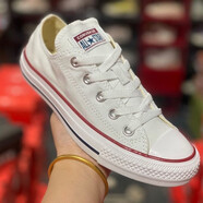 莆田鞋經(jīng)典All Star板鞋白色高低長(cháng)青帆布鞋情侶休閑鞋爆款男女夏季校園 匡威低邦白色 35 偏大一碼