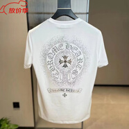 克羅心（chrome heart）官方艦旗官方艦旗棉短袖T恤男裝潮牌夏季潮流寬松克羅心十字架梵 白色 白色 M 建議90-110斤
