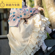 細(xì)熙小個子秋冬季加絨加厚半身裙日系甜美復(fù)古高腰顯瘦絲絨長裙加厚蕾 米白色 XS