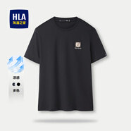 海瀾之家（HLA）t恤男夏季新款圓領(lǐng)純色百搭涼感舒適透氣短袖T恤衫男休閑上衣男裝 黑色5P -涼感/抑菌防螨 M 170/88A