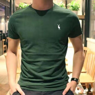 ABERCROMBIE & FITCH小麋鹿夏季純棉短袖男士圓領(lǐng)T恤純色半袖體恤 綠色001 綠色001 均碼 S適合體重115-125斤穿