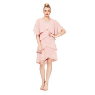 S.L. Fashions 女式雪紡層夾克及膝連衣裙, 漸變玫瑰 漸變玫瑰 12 Petite