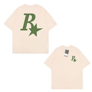 RASS復(fù)古R星純棉短袖t恤男女美式夏季寬松潮牌重磅半袖情侶裝上衣 杏色 【100%純棉三標(biāo)齊】 2XL  【體重70-90kg】