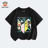 大嘴猴（paul frank）大嘴猴童裝純棉短袖T恤夏季新款休閑寬松可愛(ài)男女童舒適百搭上衣 055F黑色 110