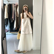 S.SOFEA白色連衣裙子女法式無袖2025新款夏日絕美多巴胺穿搭一整套時(shí)尚感 兩件套裝【2025新款套裝女春裙子 L