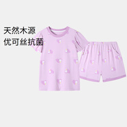 安奈兒（Annil）【3A級抗菌】童裝女童短袖家居服套裝夏季睡衣寬松