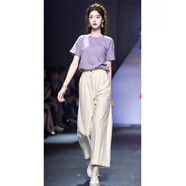 歐迪惠（Oudihui）2025年新款休閑褲女夏季松弛感穿搭冷淡系法式時(shí)尚衣服套裝女褲子 褲子 M
