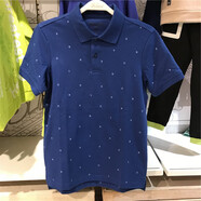 班尼路 BALENO男裝polo修身翻領(lǐng)波點印花短袖POLO衫 純藍(lán)B08 S