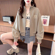 以純 YISHION春季小個(gè)子短款外套女春秋裝2025新款開(kāi)衫衛(wèi)衣寬松薄款早春上衣服 綠色 M 適合 80-110斤