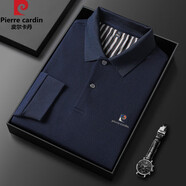皮爾卡丹（pierre cardin）長袖t恤男春秋季高端商務翻領棉體恤polo.衫上衣中老年 蘭色 M