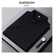 培羅蒙（BAROMON）【12.1%蠶絲】夏裝POLO衫男夏季薄款無痕短袖上衣T恤衫 黑色 M