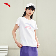 安踏（ANTA）【快干棉】T恤男女同款2025夏季情侶吸濕排汗LOGO寬松休閑短袖t恤 【女款-大logo】純凈白8115-1 M /男170 女165