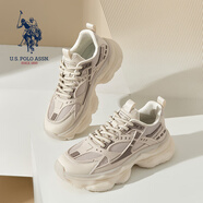 美國馬球協(xié)會(huì)（U.S.POLO ASSN.）厚底老爹鞋男2025新款男鞋夏季透氣運(yùn)動(dòng)鞋男士網(wǎng)面增高休閑鞋子男 米白 39 (245mm) 標(biāo)準(zhǔn)運(yùn)動(dòng)鞋碼-