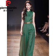 皮爾卡丹（pierre cardin）2025新款獨(dú)特連衣褲超好看高端精致新中式國(guó)風(fēng)綠色連體褲子女夏季 綠色連衣褲 M 100-110斤