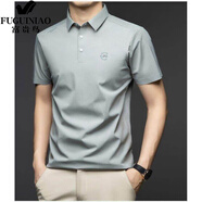 富貴鳥(niǎo)男士短袖t恤商務(wù)男polo衫夏季翻領(lǐng)半袖冰絲薄款純色商務(wù)休閑體.恤 淺灰 2XL