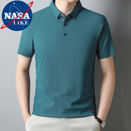 NASALIKE短袖T恤男士夏季薄款寬松工作服打底衫純色體恤百搭休閑時尚上衣 孔雀藍(lán) 【冰感透氣，男女同款】 XL 【125-140斤】