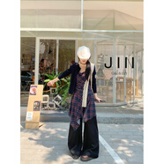 HUALIN FASHION春夏韓版不規(guī)則格子吊帶連衣裙麻花針織開(kāi)衫兩件套 格子連衣裙 S