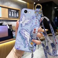 格蘭納適用蘋果6手機殼iPhone6SPlus新款6S創(chuàng)意斜挎掛脖繩高級感孔位全包紫鉆蝴蝶潮流網(wǎng)紅防摔簡約個性 丁香紫-藍鉆蝴蝶【送背帶】 蘋果6S