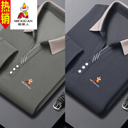 稻草人男士t恤長(zhǎng)袖春秋季新款翻領(lǐng)高端刺繡POLO衫休閑帥氣寬松T體恤上衣 綠色+灰色 2XL 180[150-165斤]