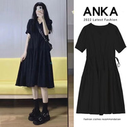 冶芷孕婦裙大碼女裝2025年新款裙子黑色寬松孕媽媽衣服夏季透氣舒適裙 孕婦連衣裙【黑色】 XL碼