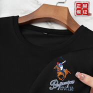 圣馬奇保羅保羅圓領(lǐng)t恤男式純棉短袖馬標刺繡polo體恤寬松休閑大碼夏季上衣 黑色 【保羅線下同款】 L 50/175 適合120-145斤
