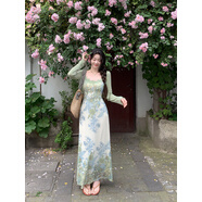 EIA一堯【花開(kāi)半夏】新中式復古提花連衣裙女夏開(kāi)衫吊帶裙兩件套 淺草綠 開(kāi)衫【微透】 M （100斤—110斤）
