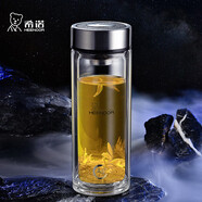 希諾抗菌玻璃杯雙層商務(wù)辦公車(chē)載水杯男高檔泡茶杯子X(jué)N-9303 360mL