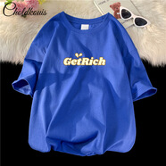 GTYUWVG短袖T恤男寬松情侶裝衣服ins潮牌純棉半袖上衣體恤男生圖案線上 彩藍(lán)色-8266短袖-純棉 XL 【建議140-170斤】